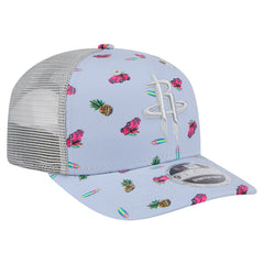 Houston Rockets Adventure Aloha Pattern 9SEVENTY Stretch-Snap Hat for sale Light Blue/Gray | New Era US