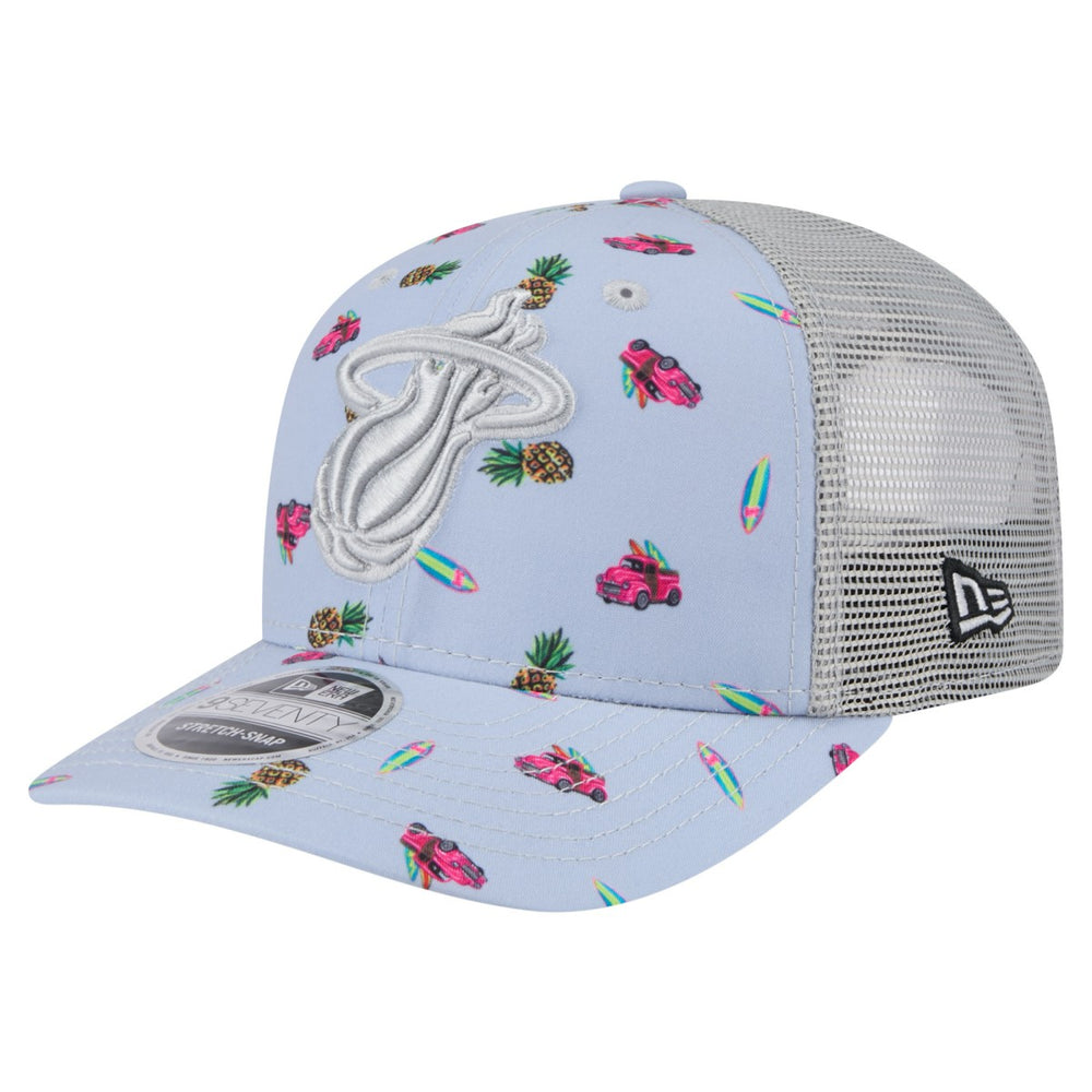 Miami Heat Adventure Aloha Pattern 9SEVENTY Stretch-Snap Hat Light Blue/Gray | New Era outlet