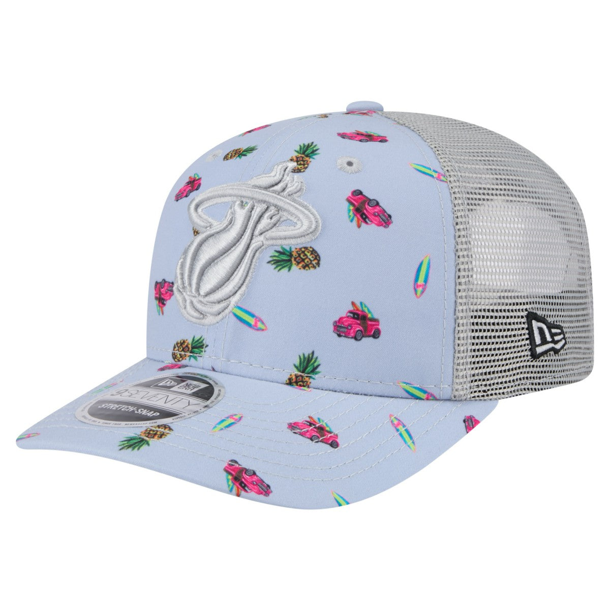 Miami Heat Adventure Aloha Pattern 9SEVENTY Stretch-Snap Hat Light Blue/Gray | New Era outlet