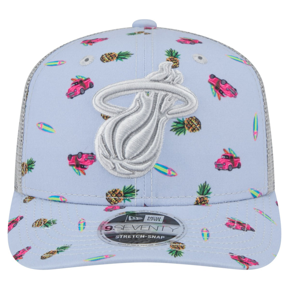 Miami Heat Adventure Aloha Pattern 9SEVENTY Stretch-Snap Hat Light Blue/Gray | New Era outlet