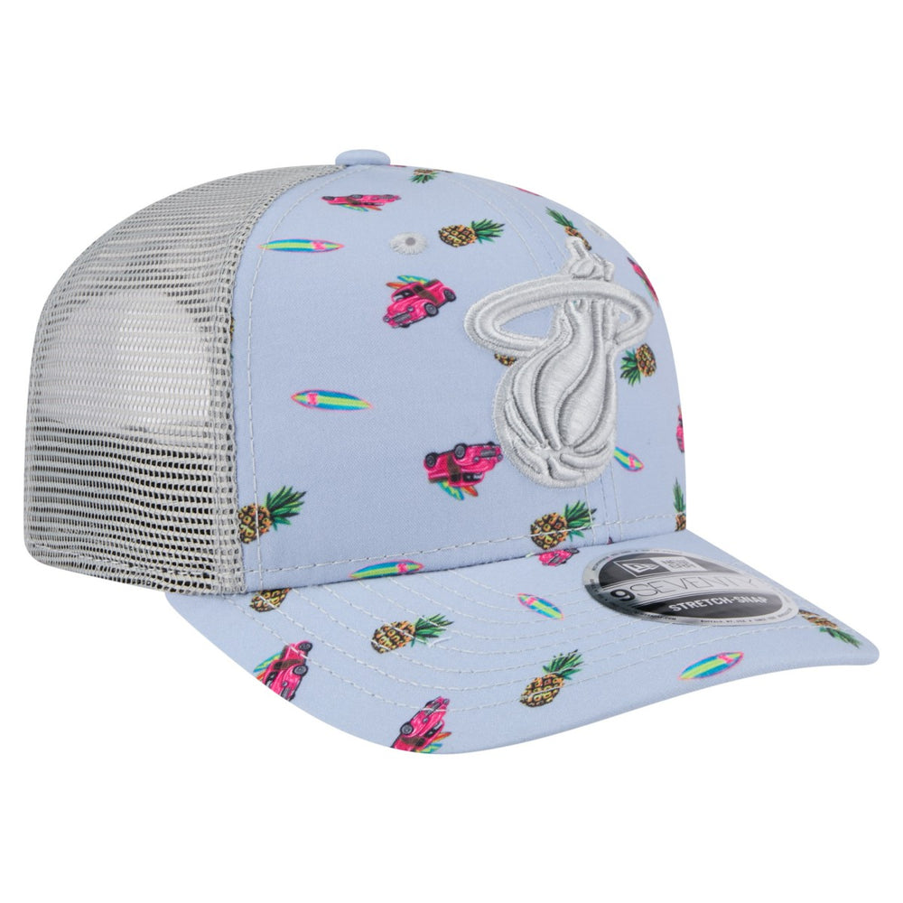 Miami Heat Adventure Aloha Pattern 9SEVENTY Stretch-Snap Hat Light Blue/Gray | New Era outlet