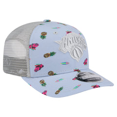 New York Knicks Adventure Aloha Pattern 9SEVENTY Stretch-Snap Hat Light Blue/Gray | New Era Near Me