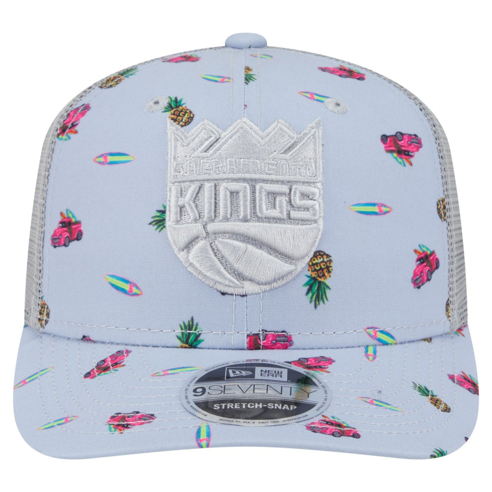 Sacramento Kings Adventure Aloha Pattern 9SEVENTY Stretch-Snap Hat Light Blue/Gray | New Era US