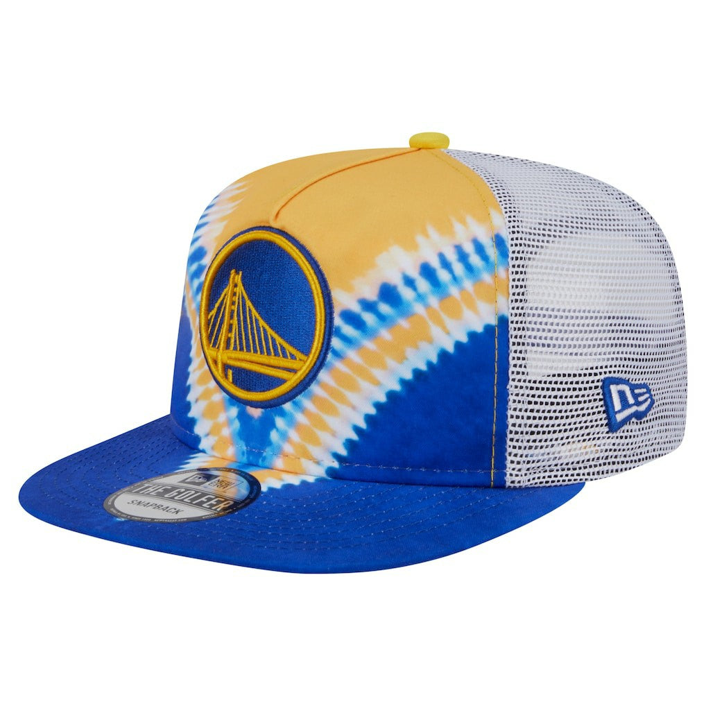 Golden State Warriors Throwback Dye Golfer Snapback Hat for sale Royal/Gold | New Era US