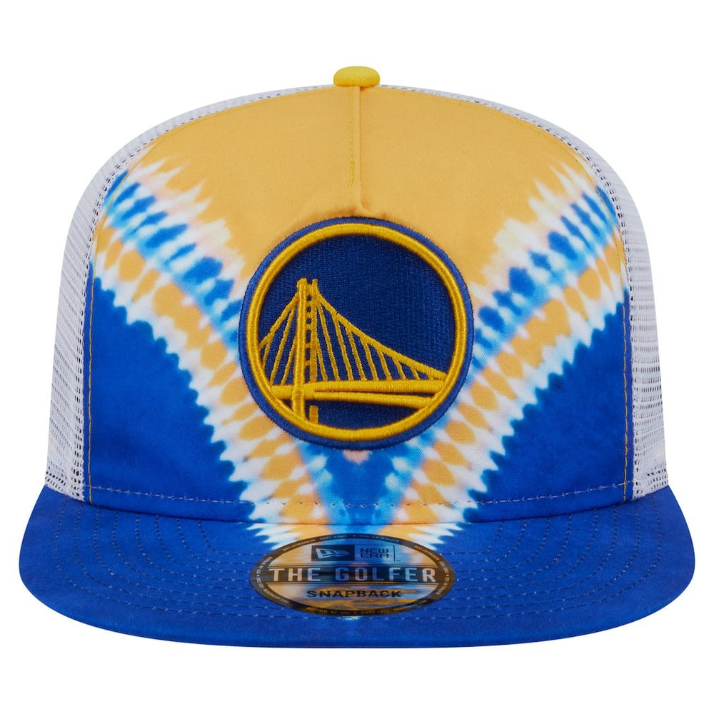 Golden State Warriors Throwback Dye Golfer Snapback Hat for sale Royal/Gold | New Era US