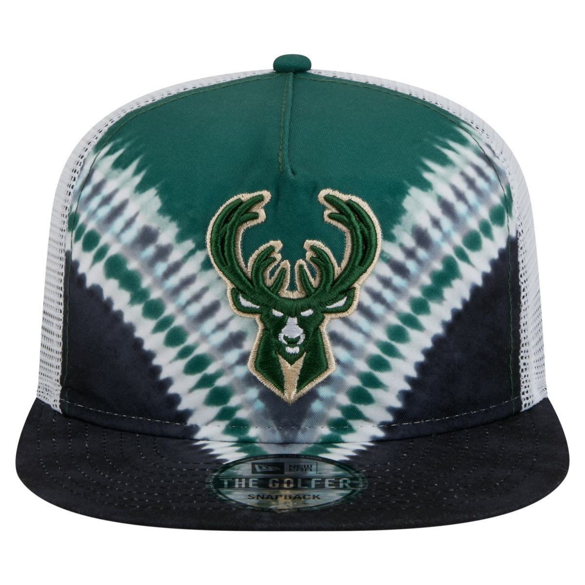 Milwaukee Bucks Throwback Dye Golfer Snapback Hat Black/Hunter Green | New Era Near Me