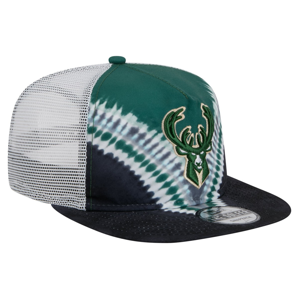 Milwaukee Bucks Throwback Dye Golfer Snapback Hat Black/Hunter Green | New Era Near Me