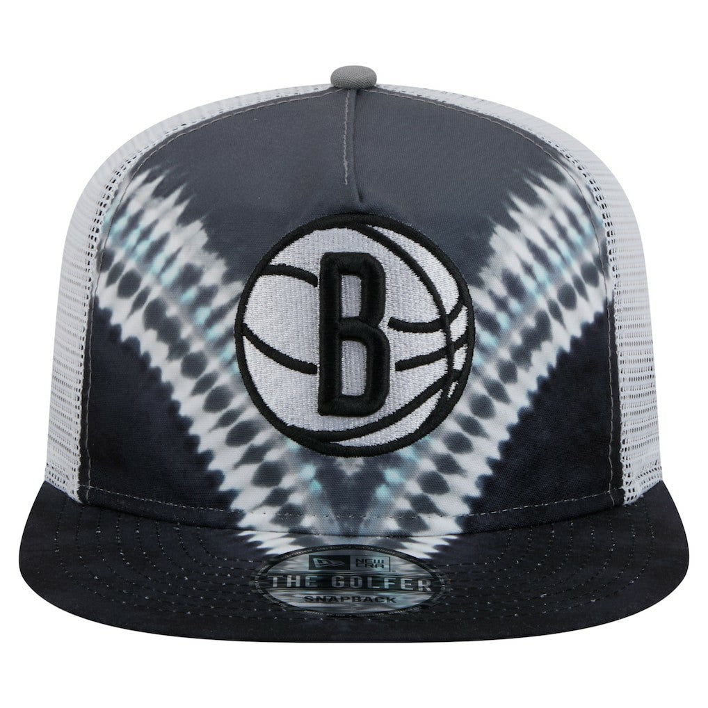 Brooklyn Nets Throwback Dye Golfer Snapback Hat Black/Gray | New Era Near Me
