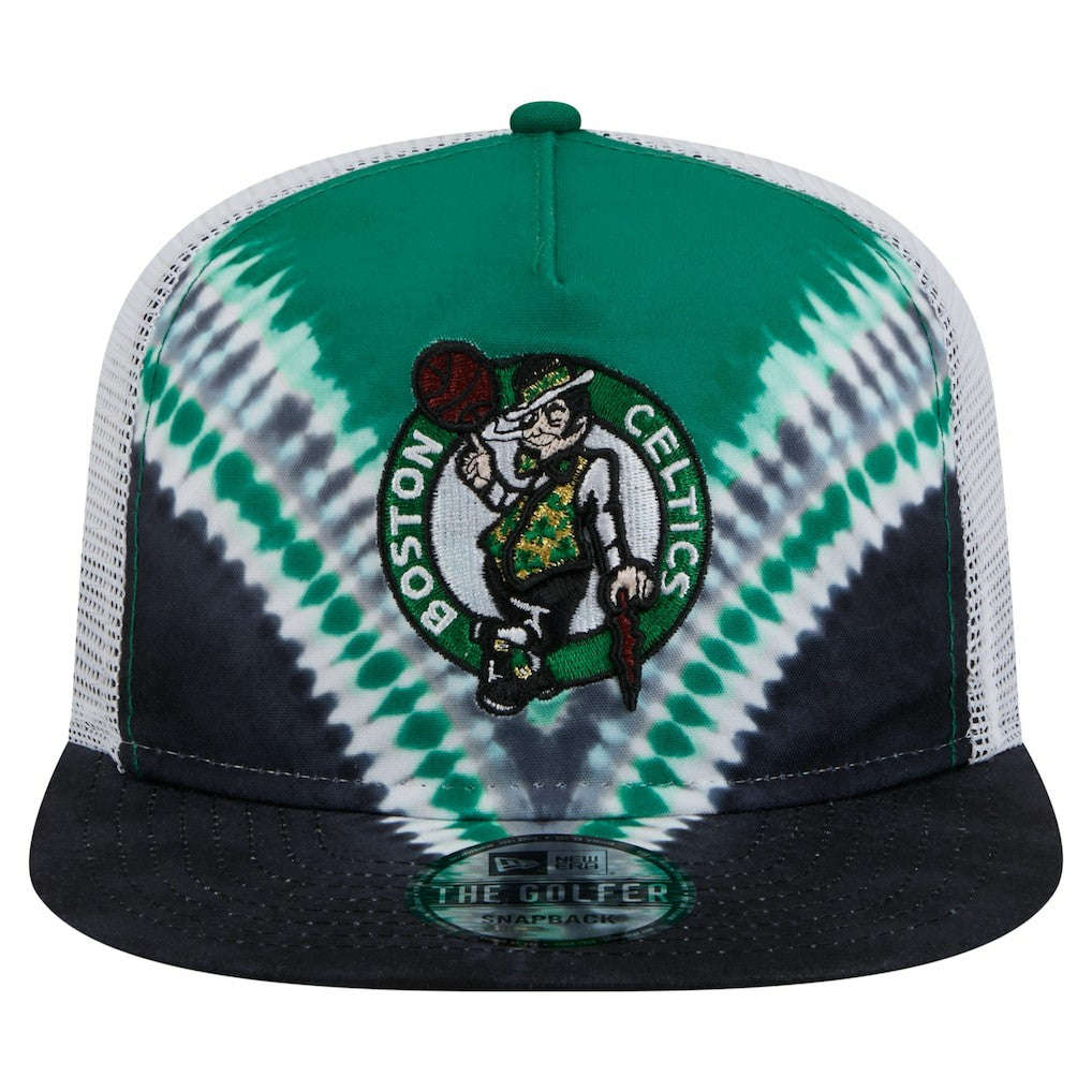Boston Celtics Throwback Dye Golfer Snapback Hat Black/Kelly Green | New Era outlet