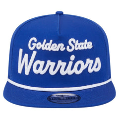 Golden State Warriors Team Text Golfer Snapback Hat for sale Royal | New Era Near Me