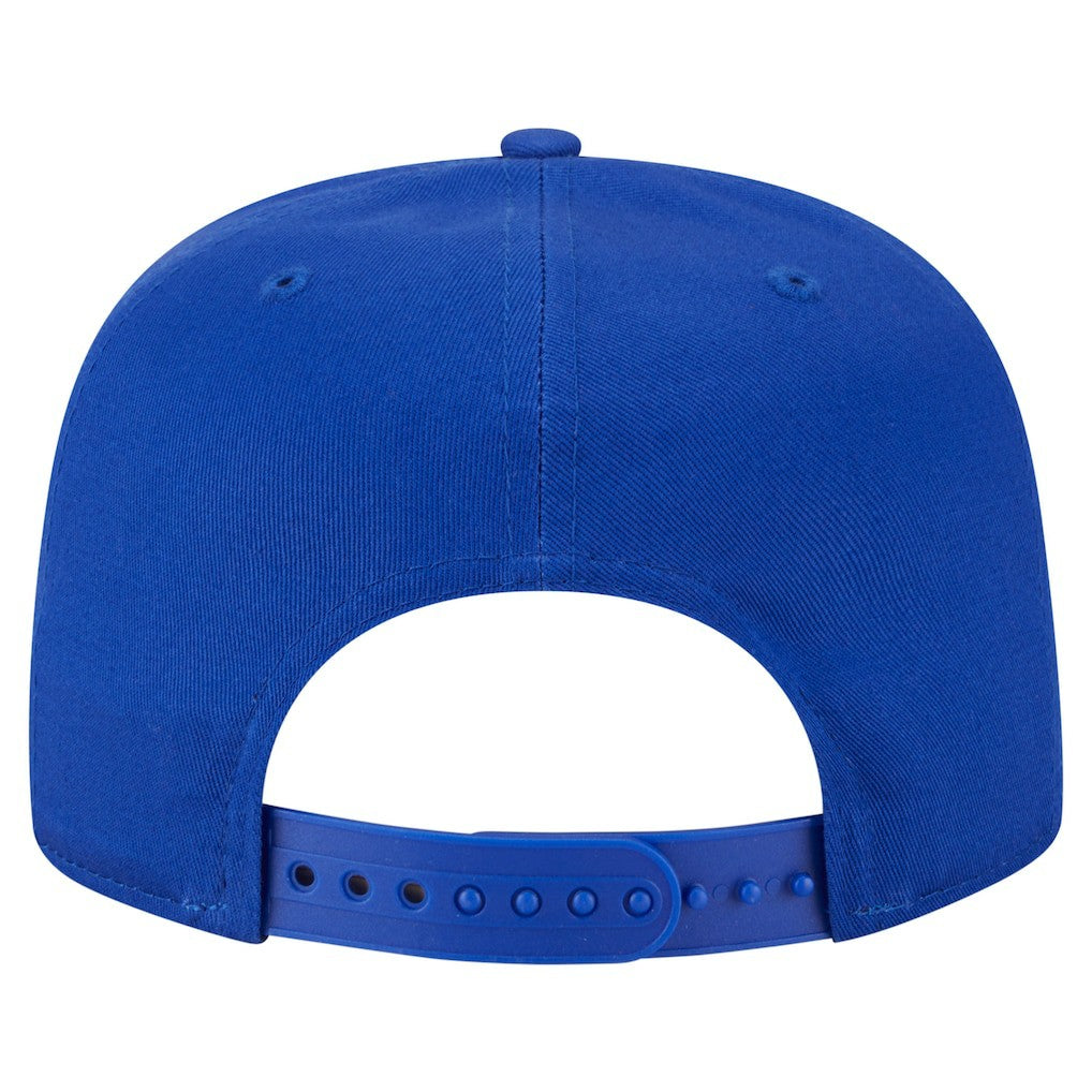 Golden State Warriors Team Text Golfer Snapback Hat for sale Royal | New Era Near Me