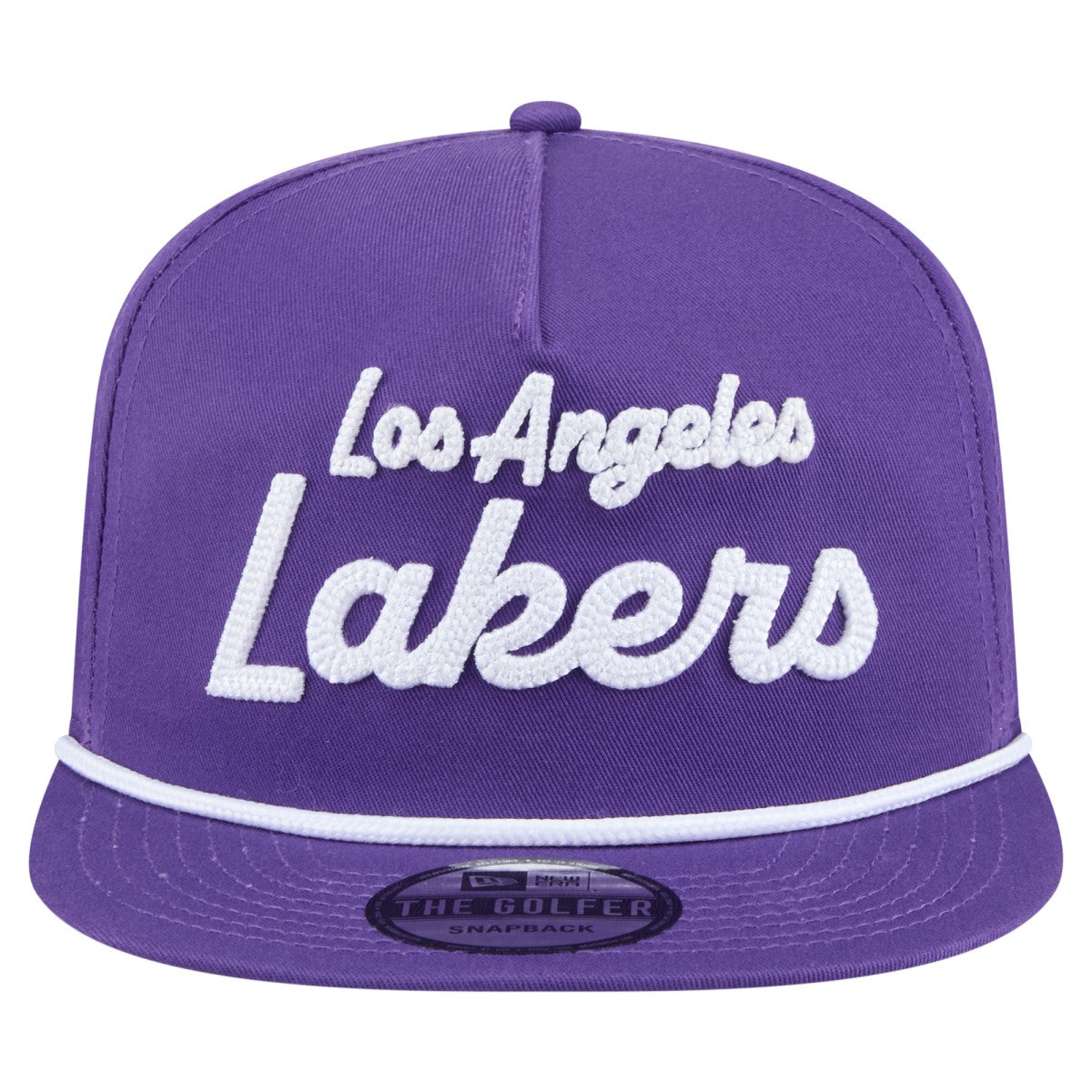 Los Angeles Lakers Team Text Golfer Snapback Hat Purple | New Era for sale
