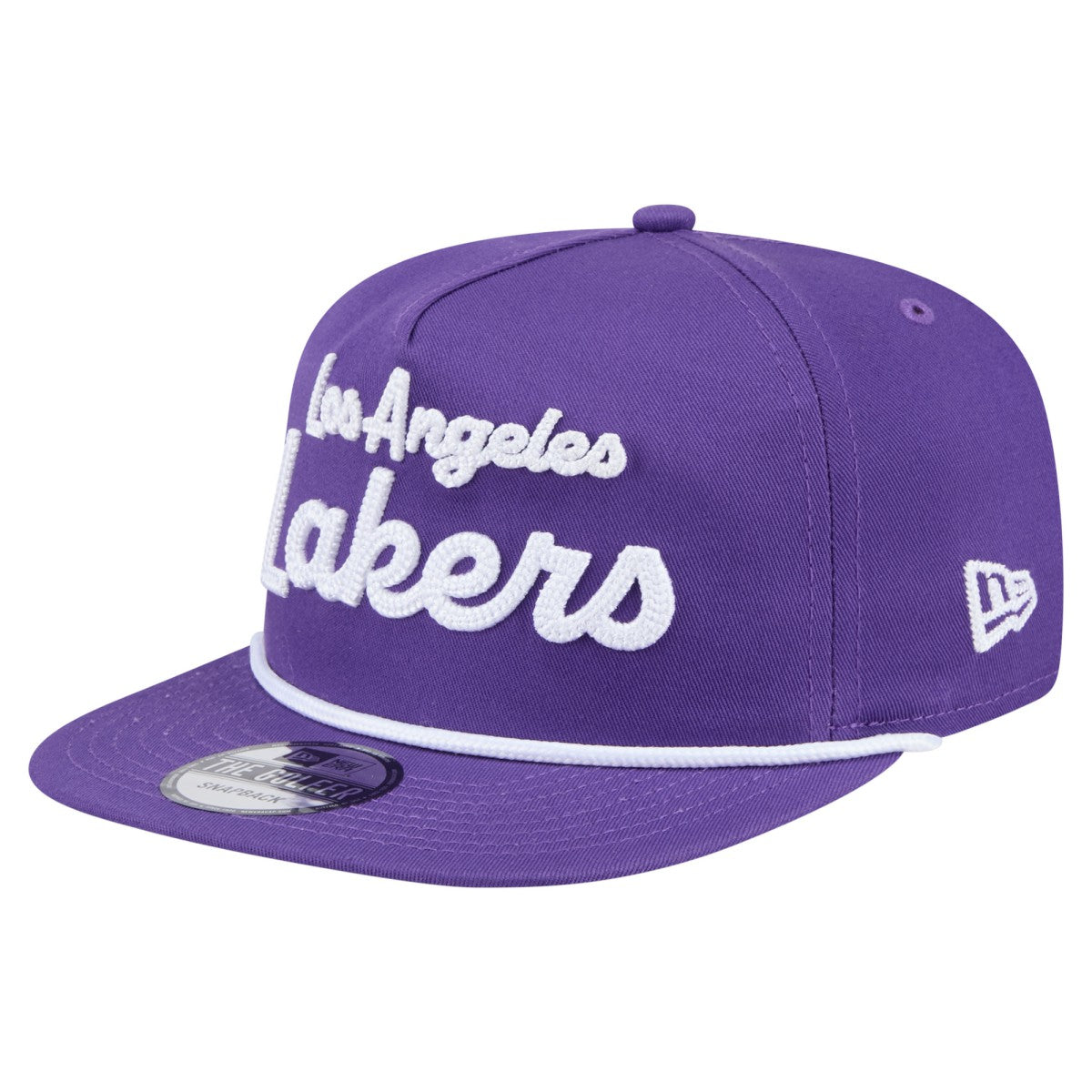 Los Angeles Lakers Team Text Golfer Snapback Hat Purple | New Era for sale