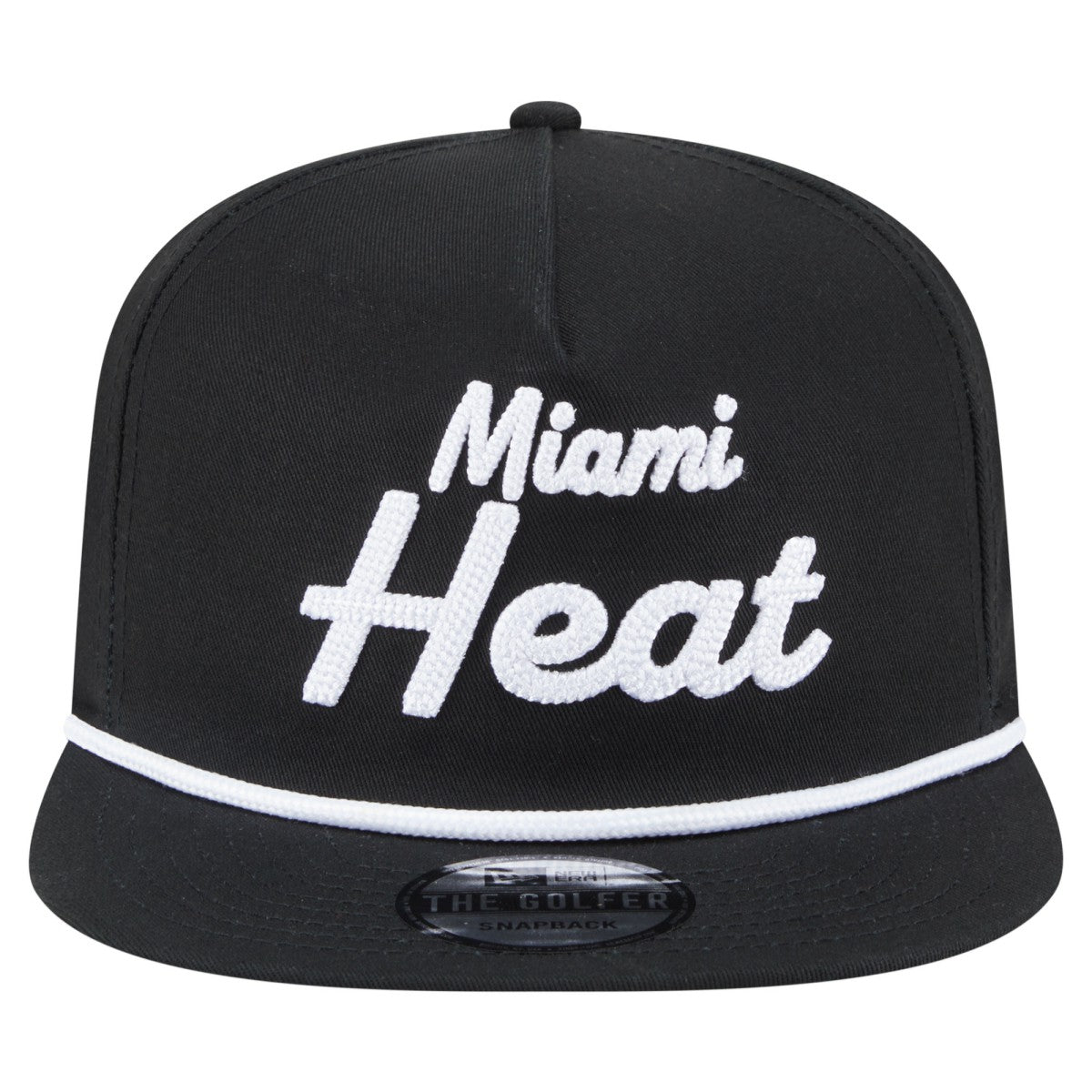 Miami Heat Team Text Golfer Snapback Hat Black | New Era discount
