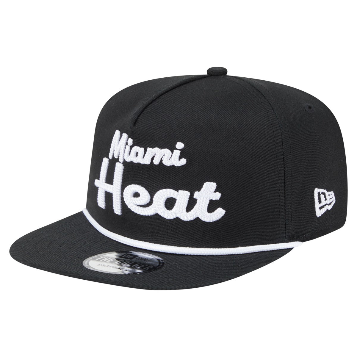 Miami Heat Team Text Golfer Snapback Hat Black | New Era discount
