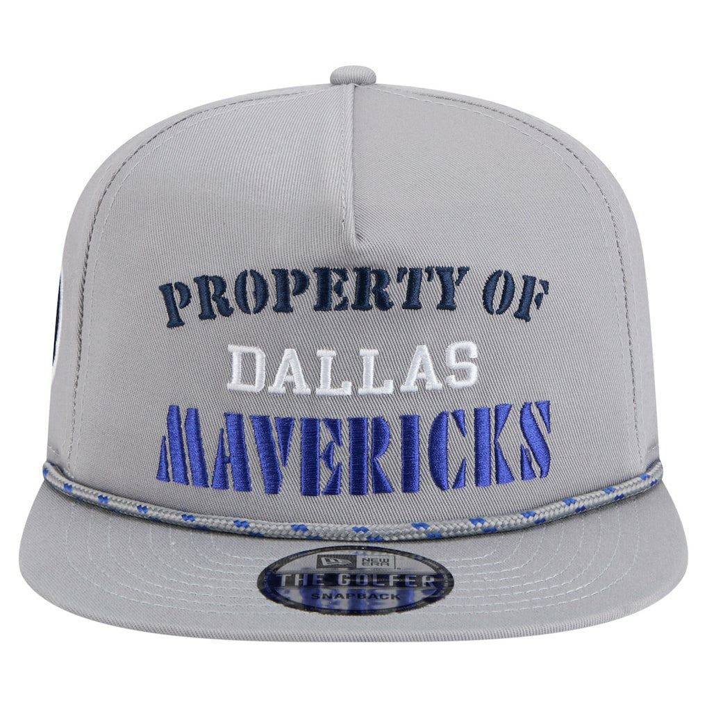 Dallas Mavericks Throwback Property Of Golfer Snapback Hat for sale Gray | New Era US