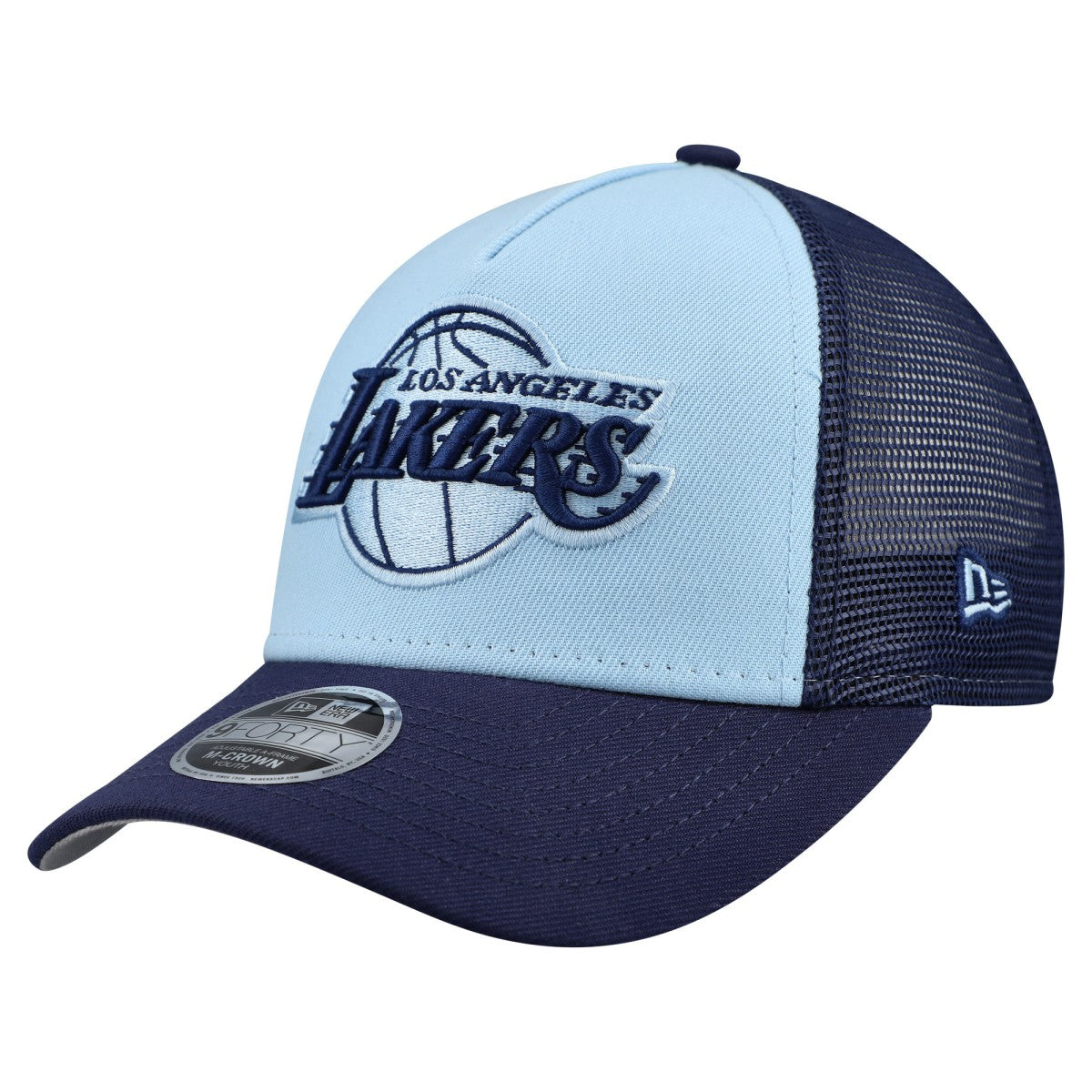 Los Angeles Lakers Youth Colorpack 9FORTY A-Frame Trucker Adjustable Hat Light Blue | New Era US
