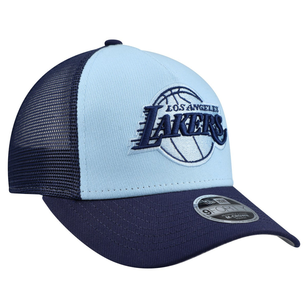 Los Angeles Lakers Youth Colorpack 9FORTY A-Frame Trucker Adjustable Hat Light Blue | New Era US