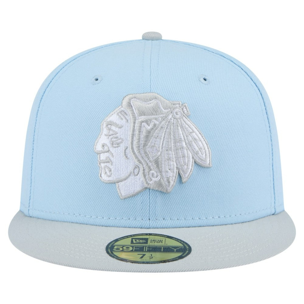 Chicago Blackhawks New Era Color Pack Two-Tone 59FIFTY Fitted Hat - Light Blue/Gray - NHL 201912231