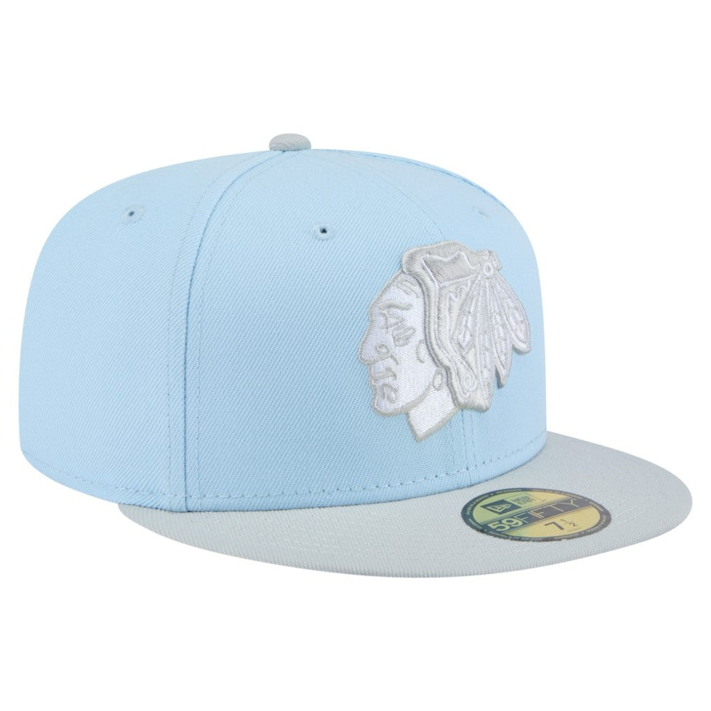 Chicago Blackhawks New Era Color Pack Two-Tone 59FIFTY Fitted Hat - Light Blue/Gray - NHL 201912231