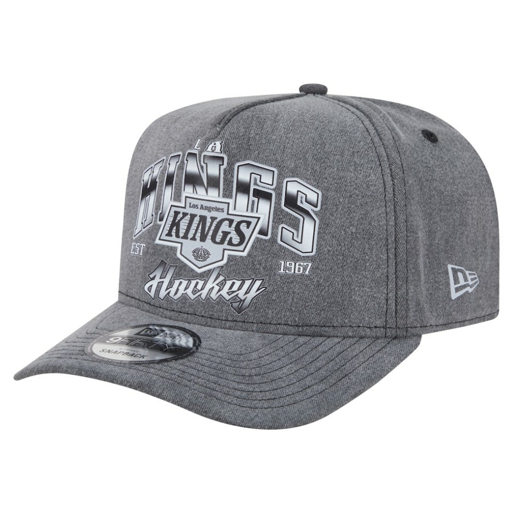 Los Angeles Kings New Era Throwback Washed A-Frame Pre-Curved 9FIFTY Snapback Hat - Charcoal - NHL 201912299