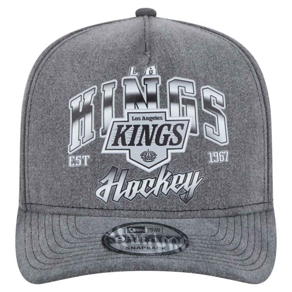 Los Angeles Kings New Era Throwback Washed A-Frame Pre-Curved 9FIFTY Snapback Hat - Charcoal - NHL 201912299