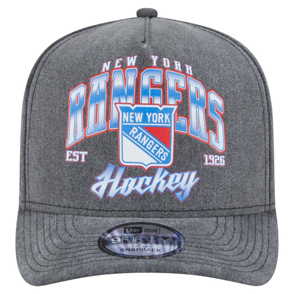 New York Rangers New Era Throwback Washed A-Frame Pre-Curved 9FIFTY Snapback Hat - Charcoal - NHL 201912303
