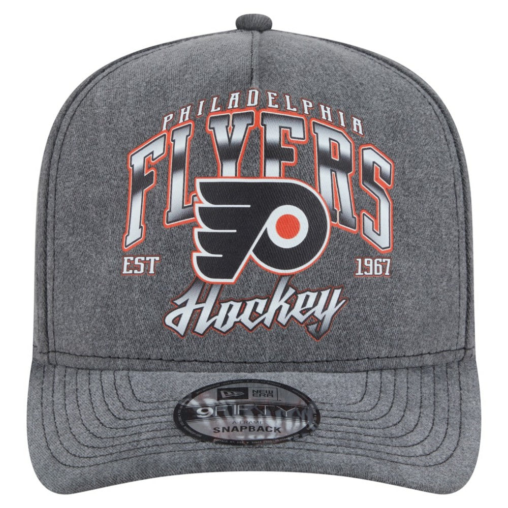 Philadelphia Flyers New Era Throwback Washed A-Frame Pre-Curved 9FIFTY Snapback Hat - Charcoal - NHL 201912304