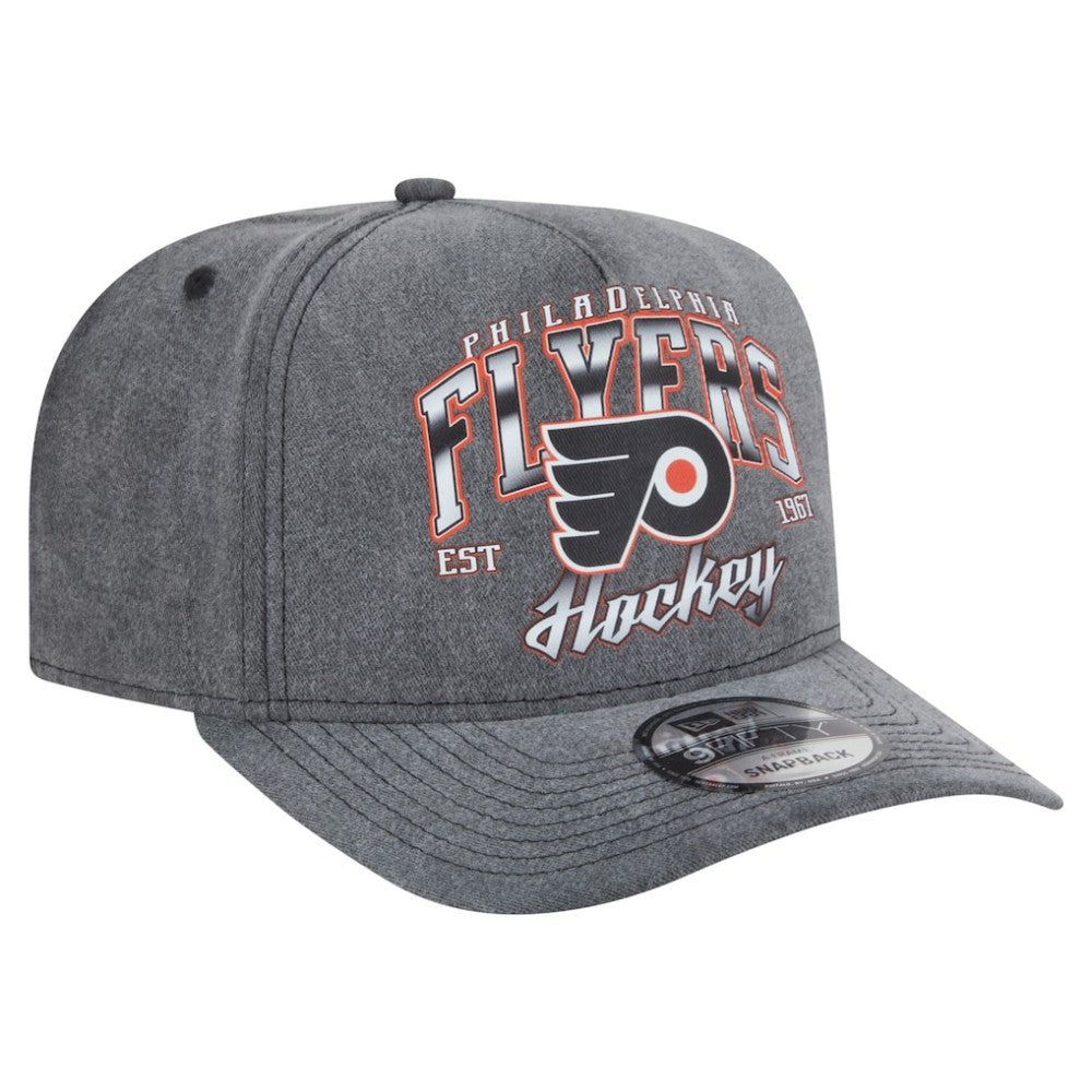 Philadelphia Flyers New Era Throwback Washed A-Frame Pre-Curved 9FIFTY Snapback Hat - Charcoal - NHL 201912304