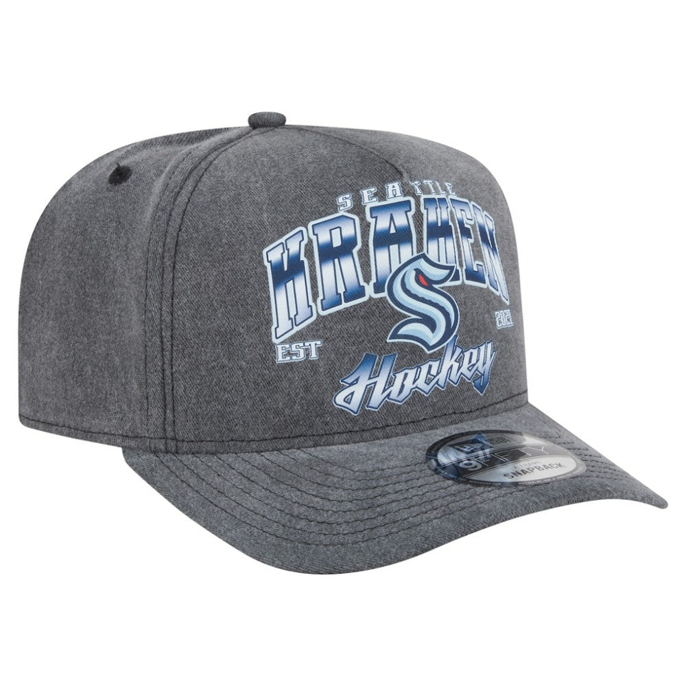 Seattle Kraken New Era Throwback Washed A-Frame Pre-Curved 9FIFTY Snapback Hat - Charcoal - NHL 201912307