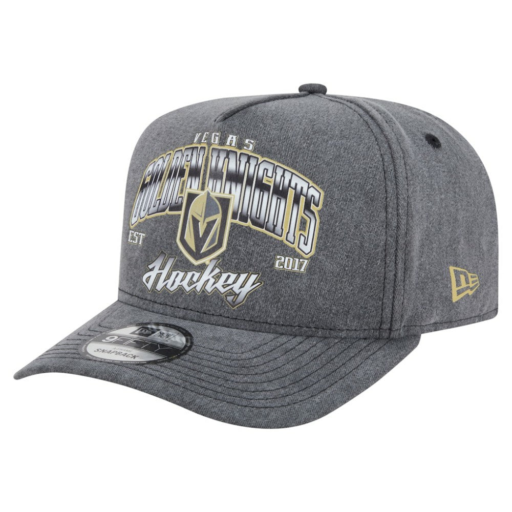 Vegas Golden Knights New Era Throwback Washed A-Frame Pre-Curved 9FIFTY Snapback Hat - Charcoal - NHL 201912309