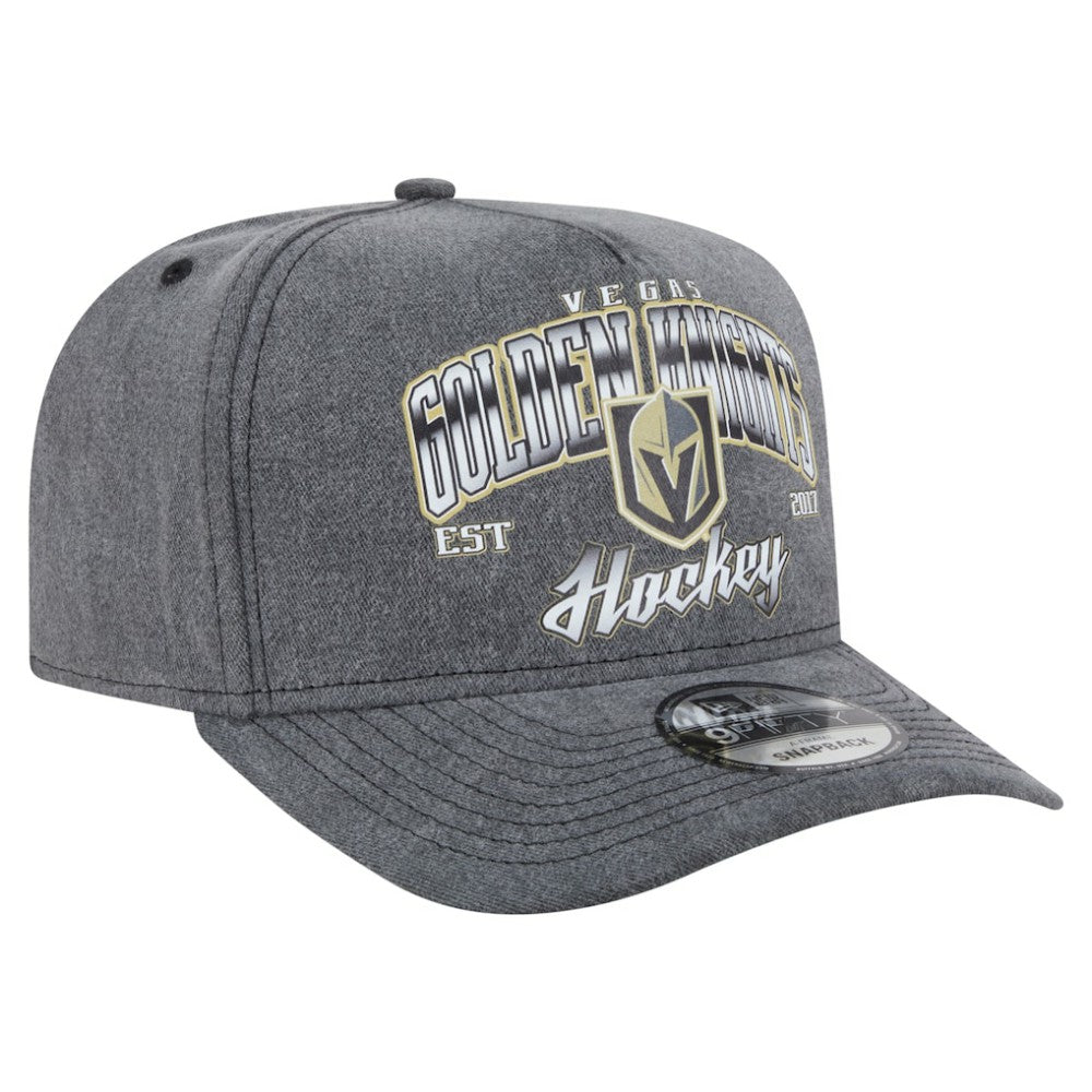 Vegas Golden Knights New Era Throwback Washed A-Frame Pre-Curved 9FIFTY Snapback Hat - Charcoal - NHL 201912309