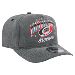 Carolina Hurricanes New Era Throwback Washed A-Frame Pre-Curved 9FIFTY Snapback Hat - Charcoal - NHL 201912312