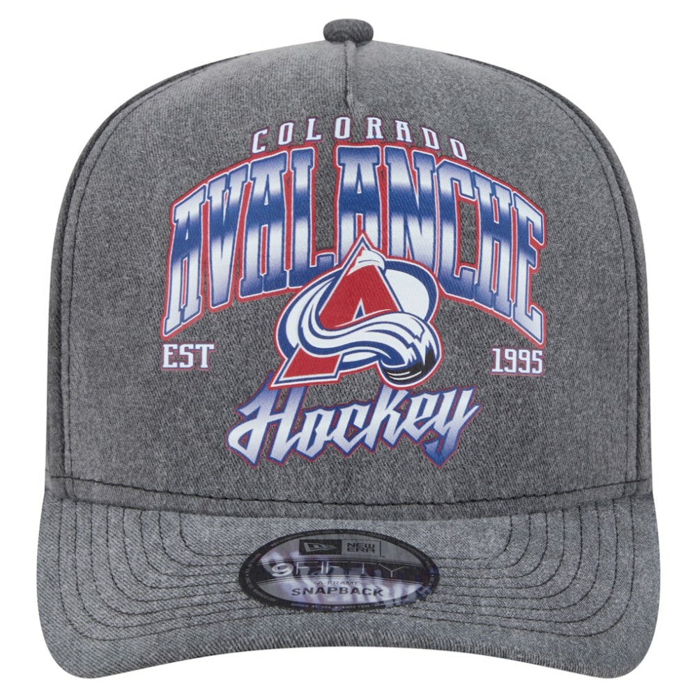 Colorado Avalanche New Era Throwback Washed A-Frame Pre-Curved 9FIFTY Snapback Hat - Charcoal - NHL 201912317