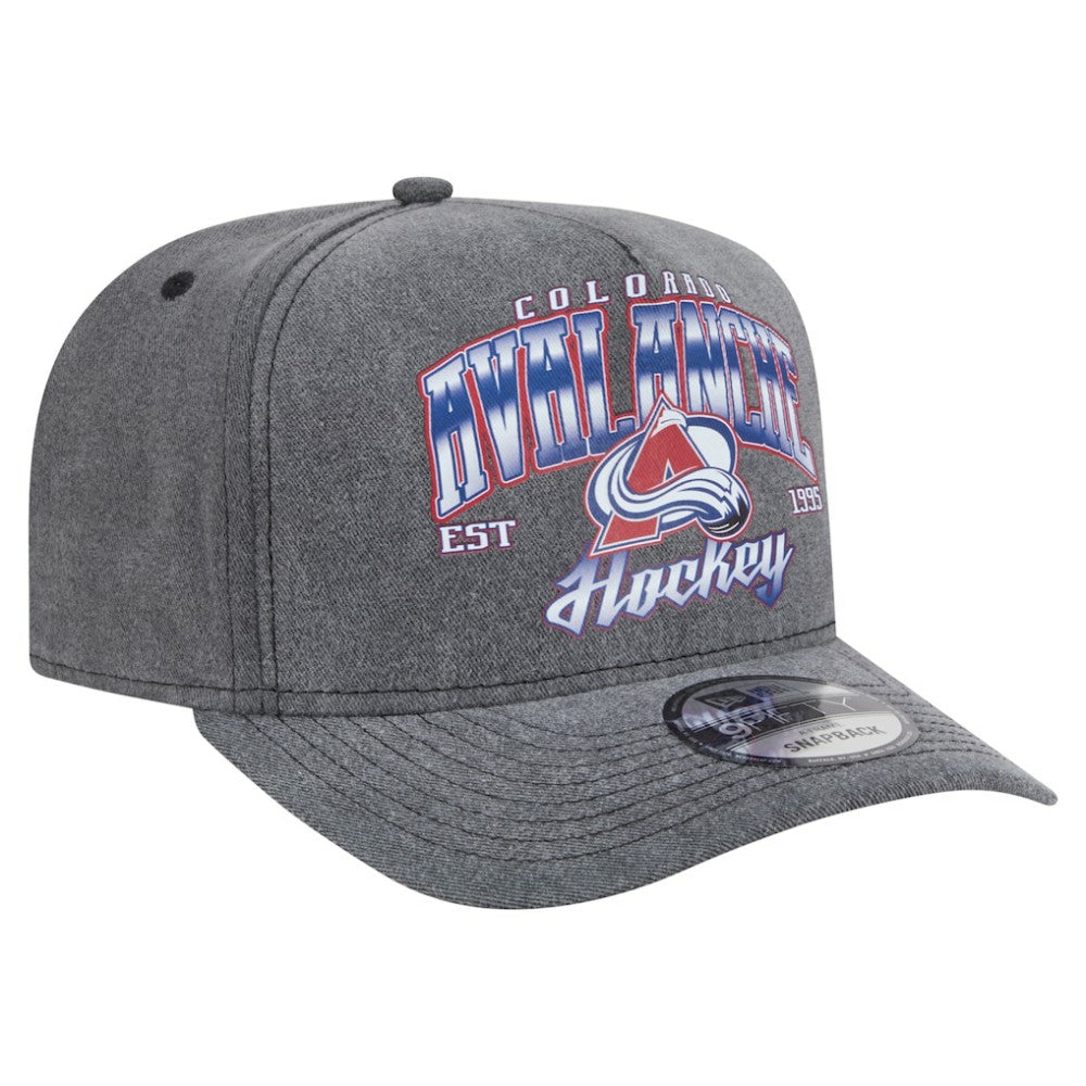 Colorado Avalanche New Era Throwback Washed A-Frame Pre-Curved 9FIFTY Snapback Hat - Charcoal - NHL 201912317