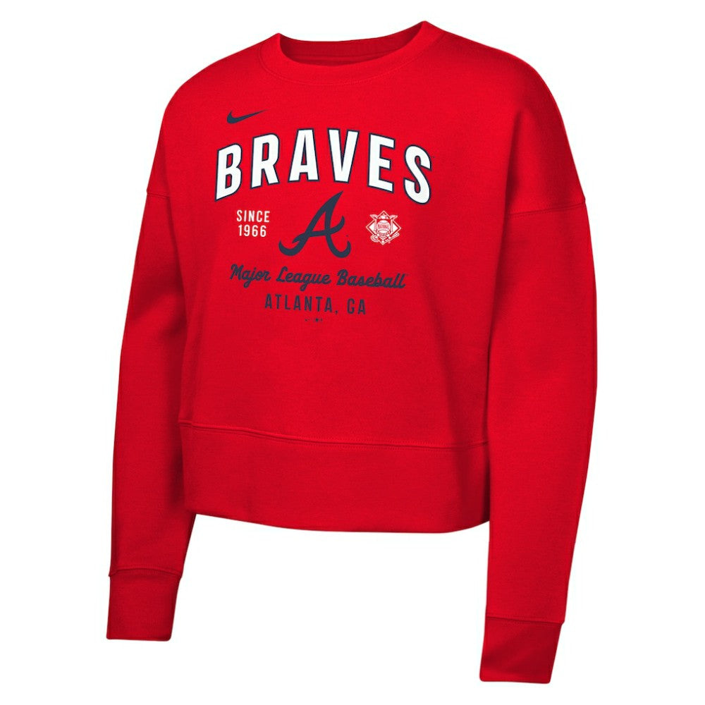 Atlanta Braves Nike Girls Youth Fleece Sweatshirt - Red - Nike Sale