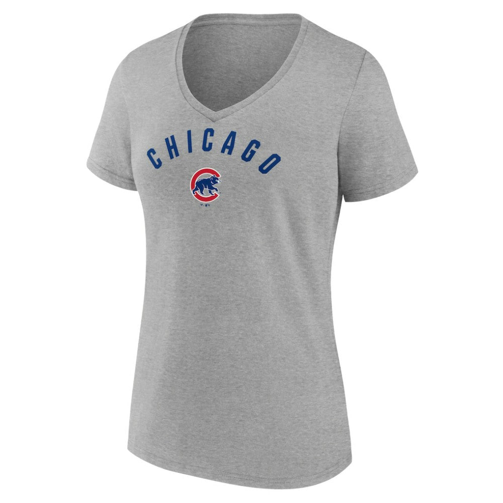 Chicago Cubs Women's Arch V-Neck T-Shirt - Gray - MLB on Sale