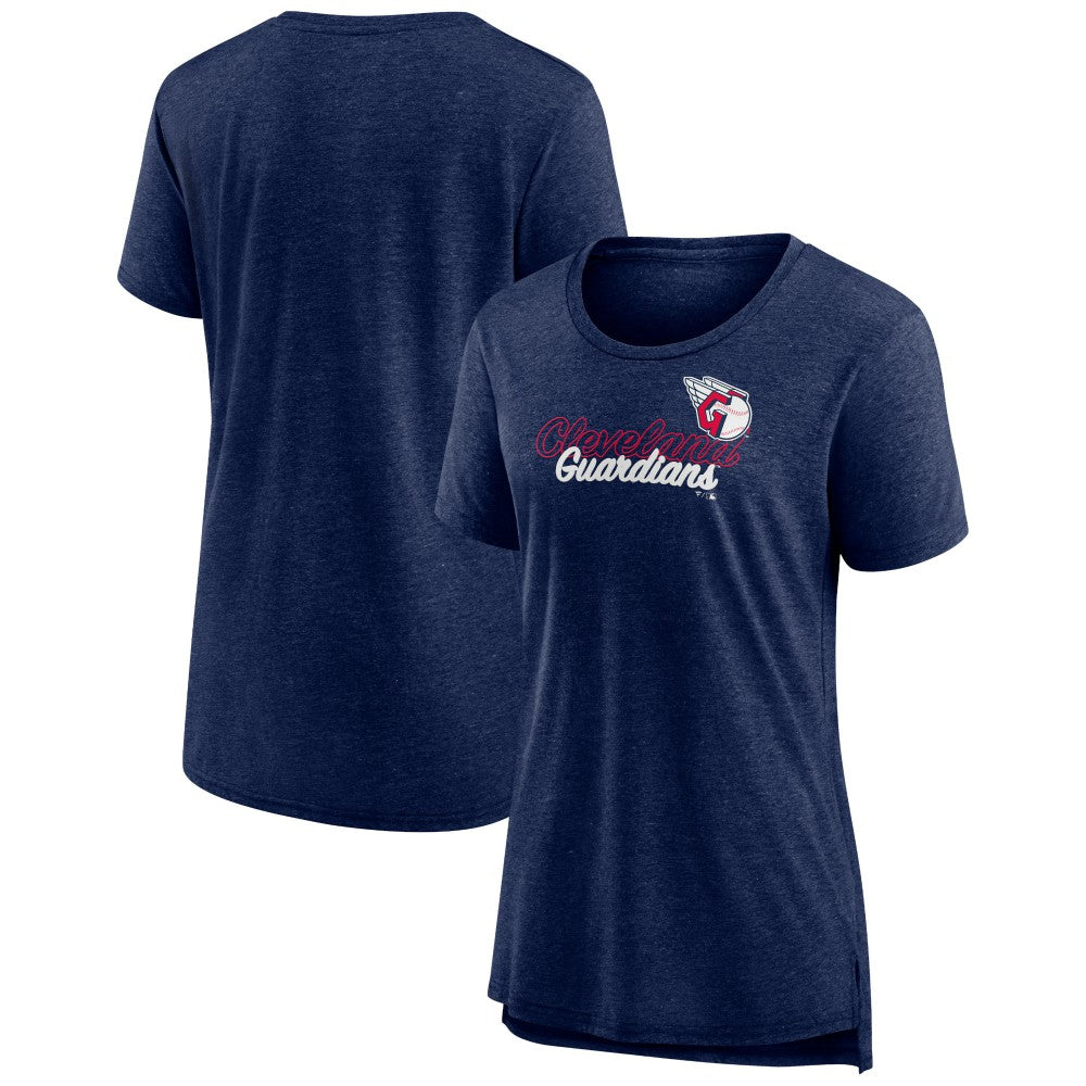 Cleveland Guardians Women's Practice Time Tri-Blend T-Shirt - Navy - MLB Sale