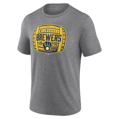 Milwaukee Brewers Barrel Tri-Blend T-Shirt - Heather Gray - MLB Lifestyle