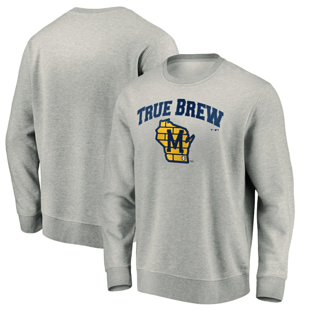 Milwaukee Brewers Heater Pullover Sweatshirt - Gray - MLB on Sale