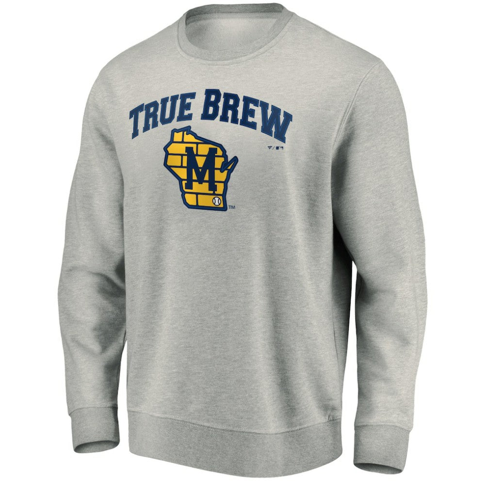 Milwaukee Brewers Heater Pullover Sweatshirt - Gray - MLB on Sale