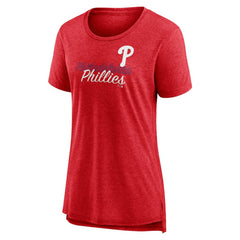 Philadelphia Phillies Women's Practice Time Tri-Blend T-Shirt - Red - MLB Lifestyle