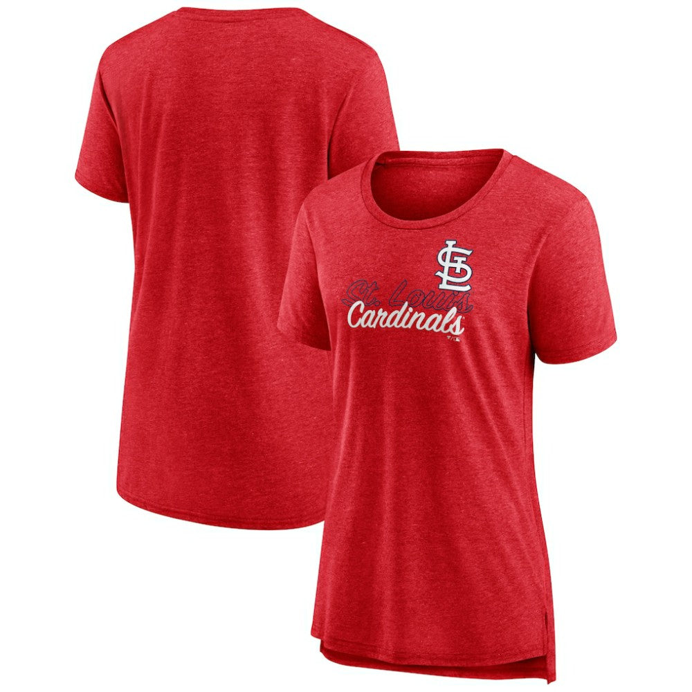 St. Louis Cardinals Women's Practice Time Tri-Blend T-Shirt - Red - MLB Lifestyle