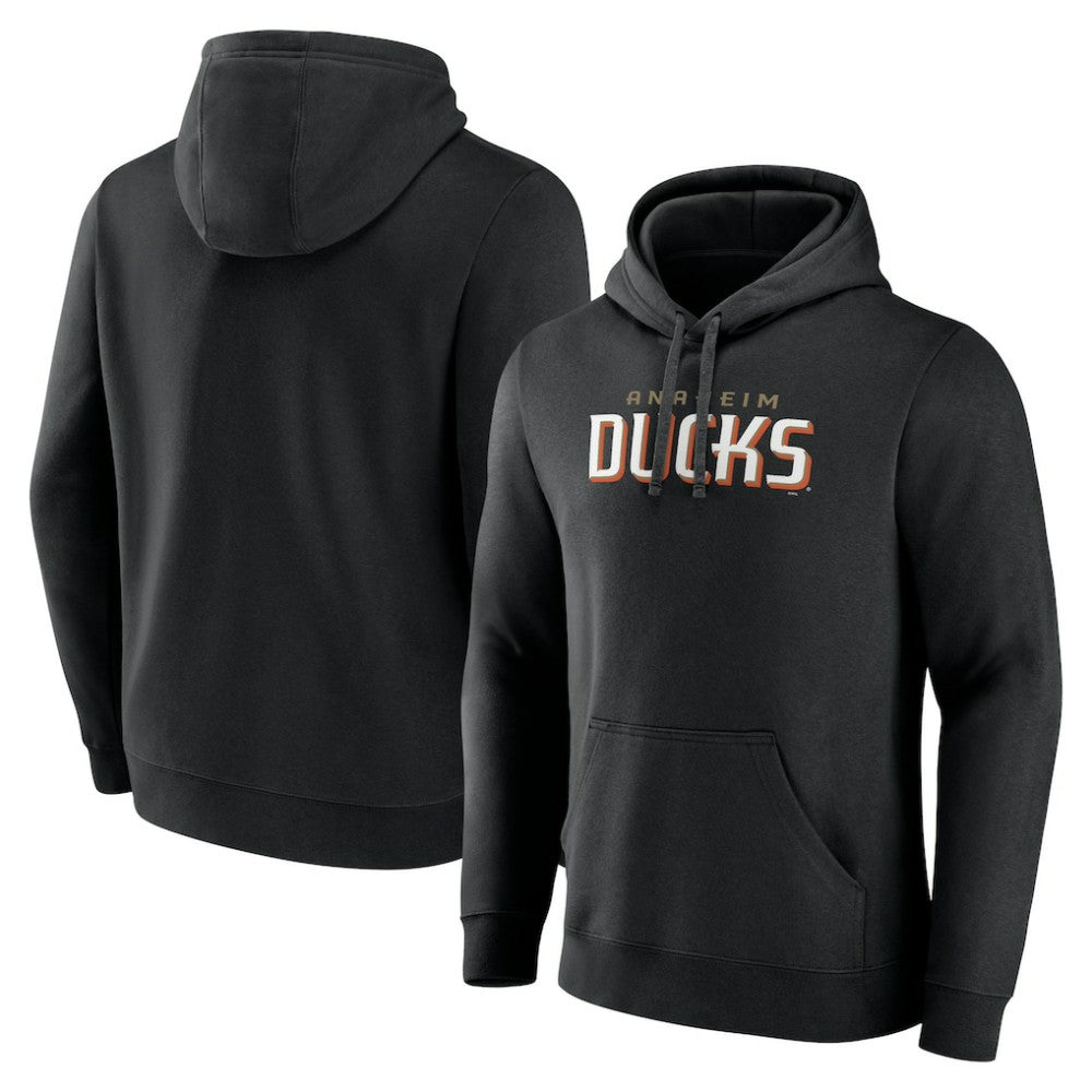 Anaheim Ducks Fanatics Wordmark Logo Fleece Pullover Hoodie - Black - NHL 201915604