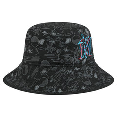 Miami Marlins New Era 2025 Spring Training All Over Print Bucket Hat - Black - New Era Online