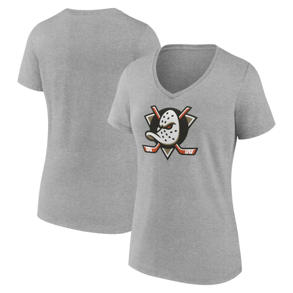 Anaheim Ducks Women's Primary Logo V-Neck T-Shirt – Gray - NHL 201922063