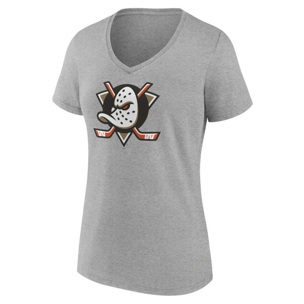 Anaheim Ducks Women's Primary Logo V-Neck T-Shirt – Gray - NHL 201922063