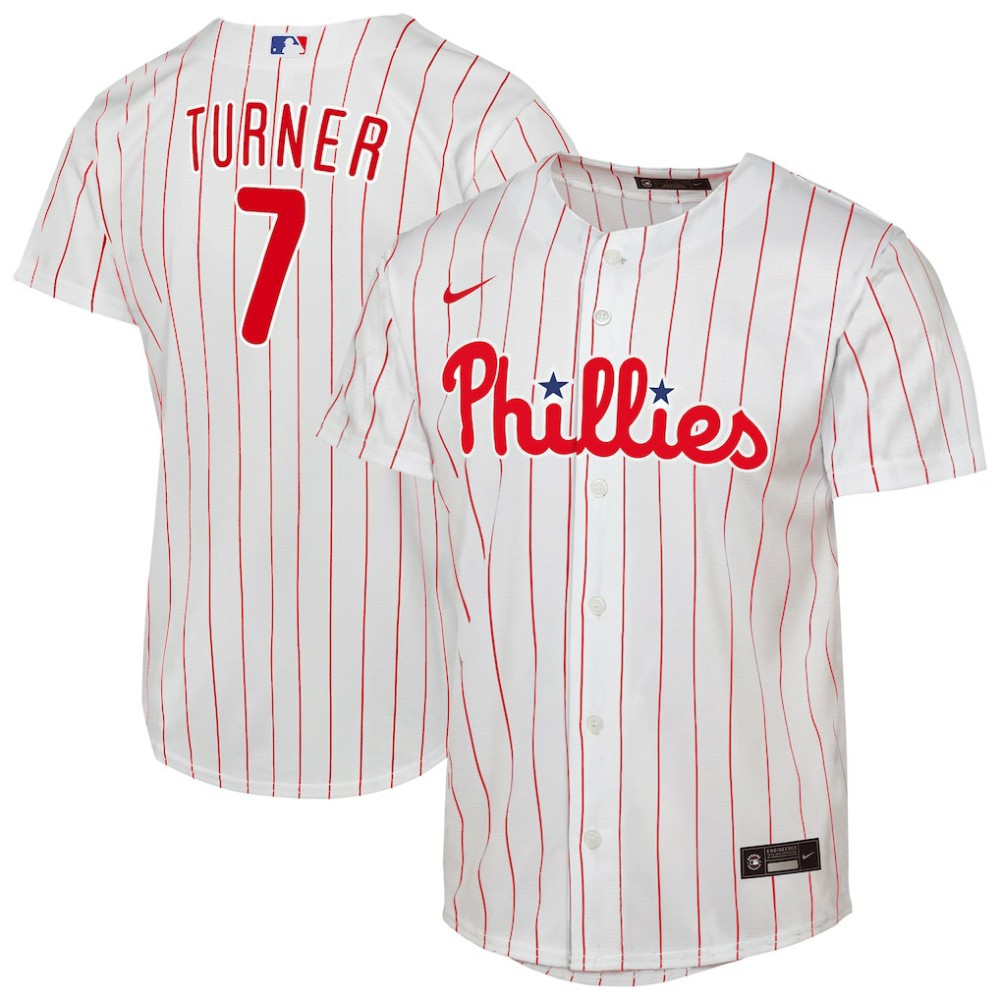 Trea Turner Philadelphia Phillies Nike Youth Home Replica Player Jersey - White - Nike Lifestyle