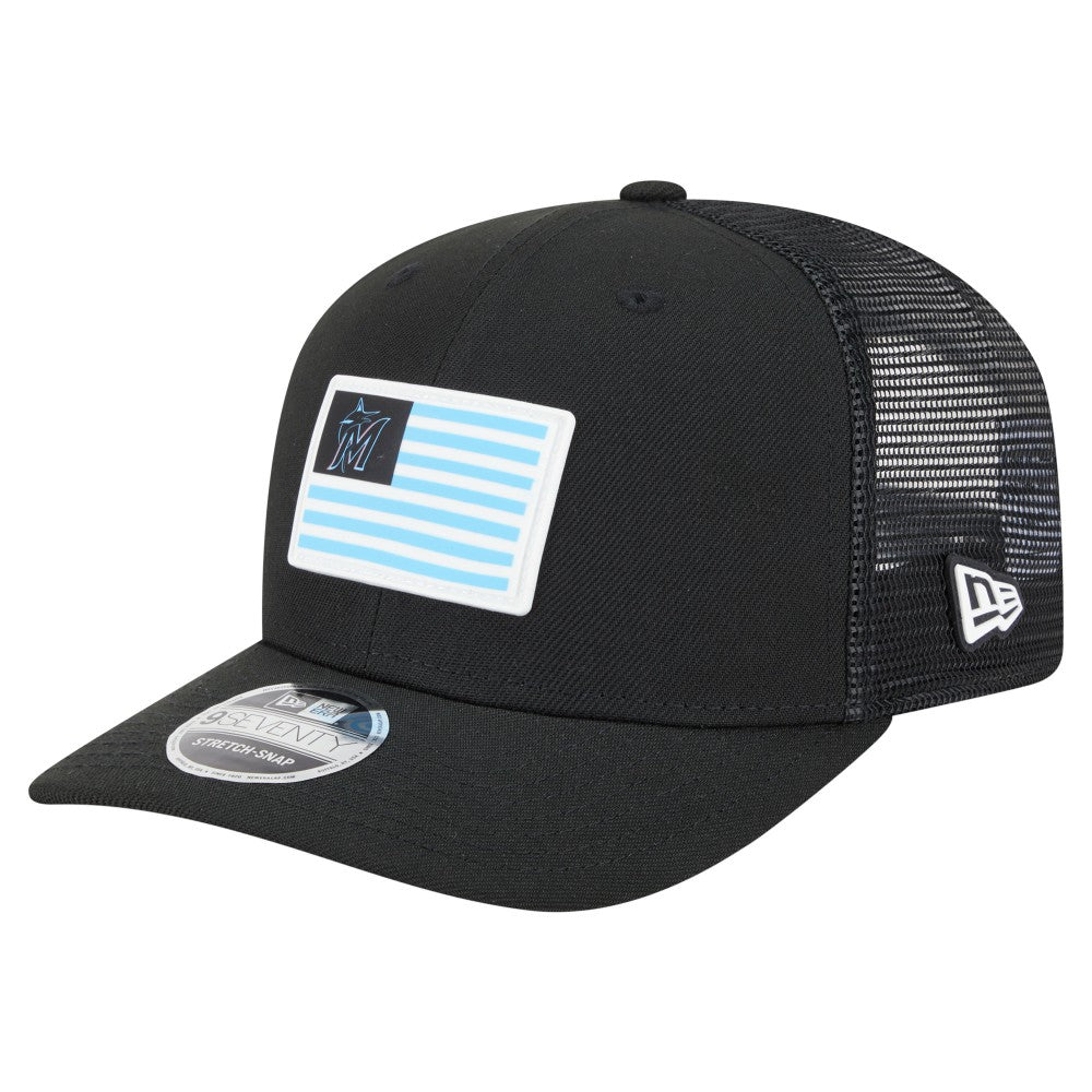 Miami Marlins New Era Flag 9SEVENTY Stretch-Snap Hat - Black - New Era Lifestyle