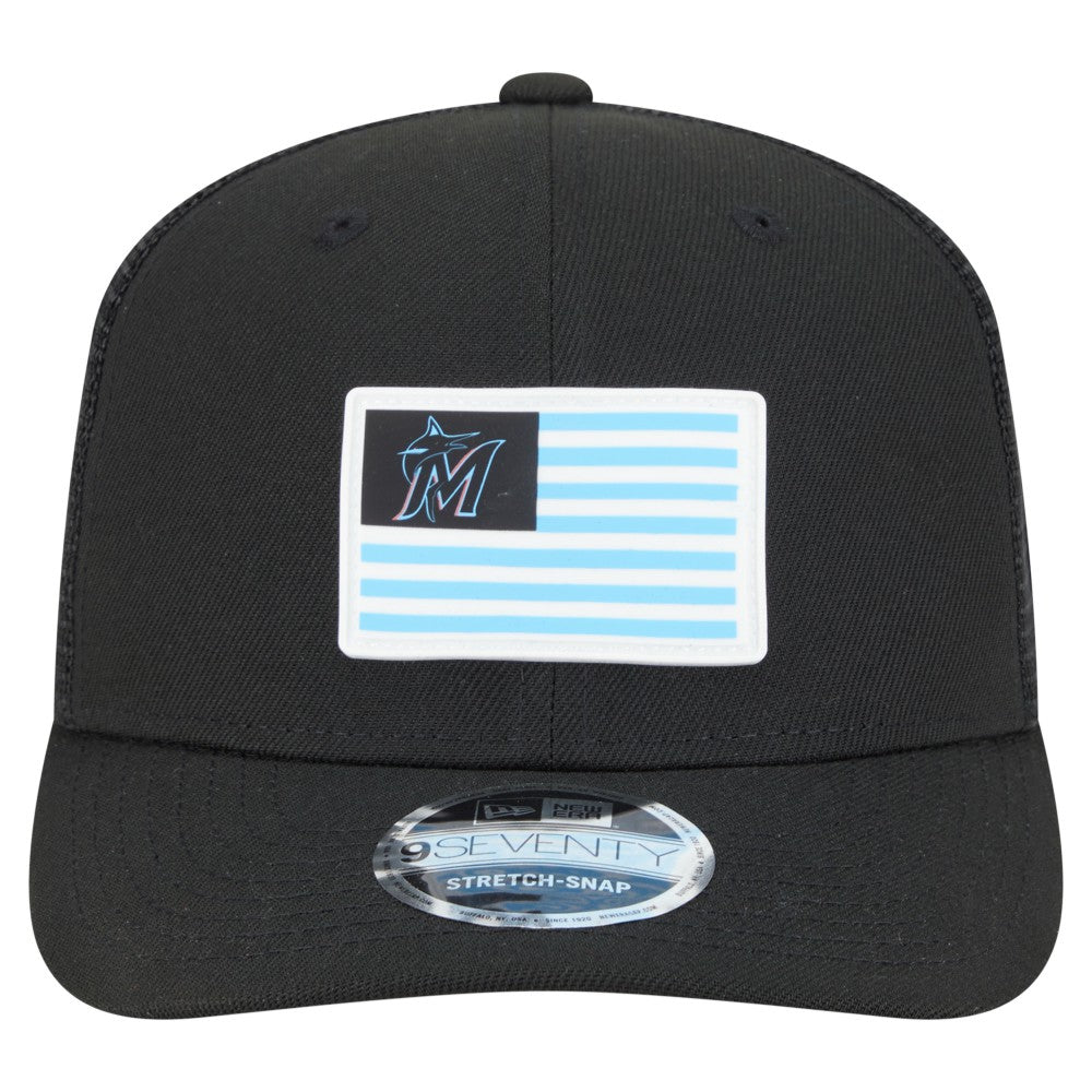 Miami Marlins New Era Flag 9SEVENTY Stretch-Snap Hat - Black - New Era Lifestyle